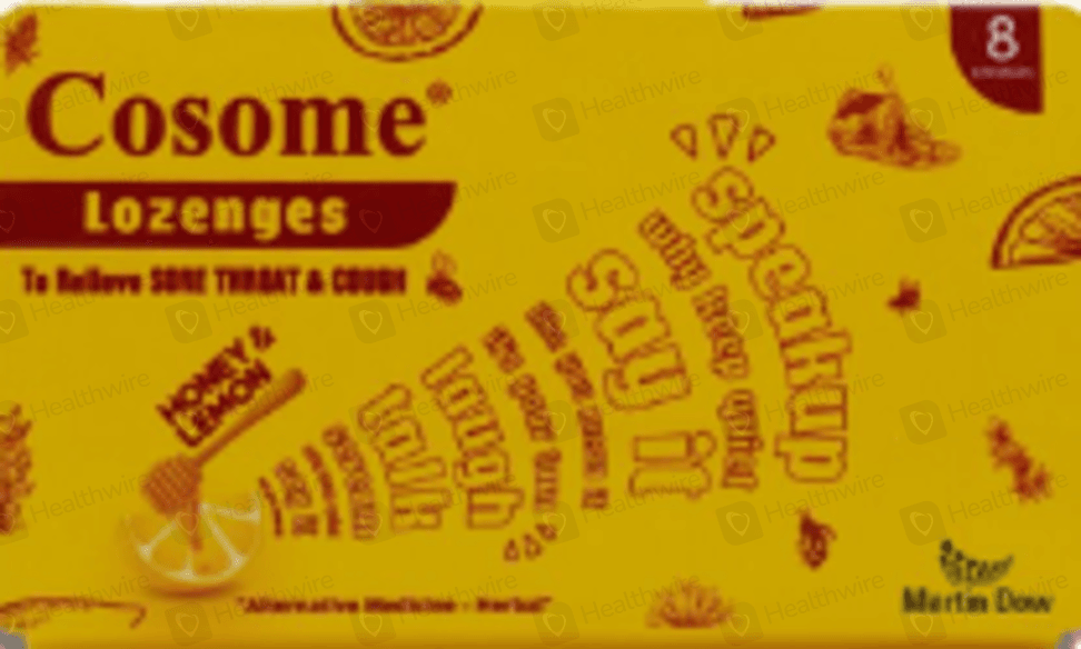 Cosome Honey And Lemon Flavour Lozenges 1 Strip 8 Tablets Medlife