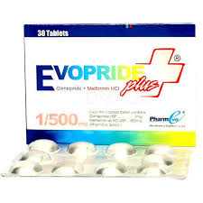 Evopride Plus 1/500 mg (Glimepiride+Metformin) Tab 30's