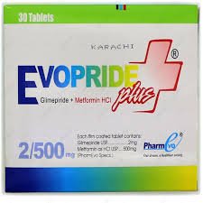 Evopride Plus 2/500 mg (Glimepiride+Metformin) Tab 30s