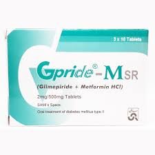 Gpride-M SR 2/500mg (Glimepride+Metformin HCl) Tab 30's